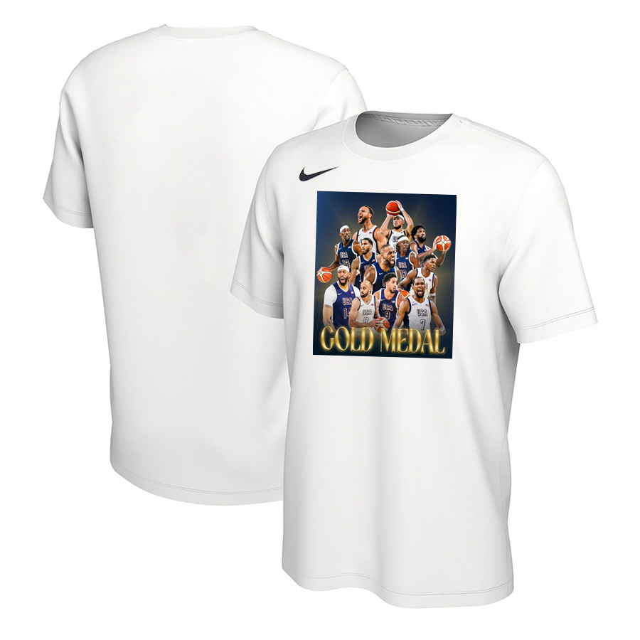Men 2024 USA Champions white nike t shirts style 2->nba t-shirts->Sports Accessory